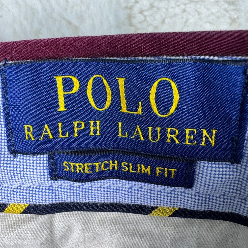 Polo Ralph Lauren Mens Stretch Slim Fit Chino Pants Burgundy Maroon 34 x 29 - Picture 7 of 12